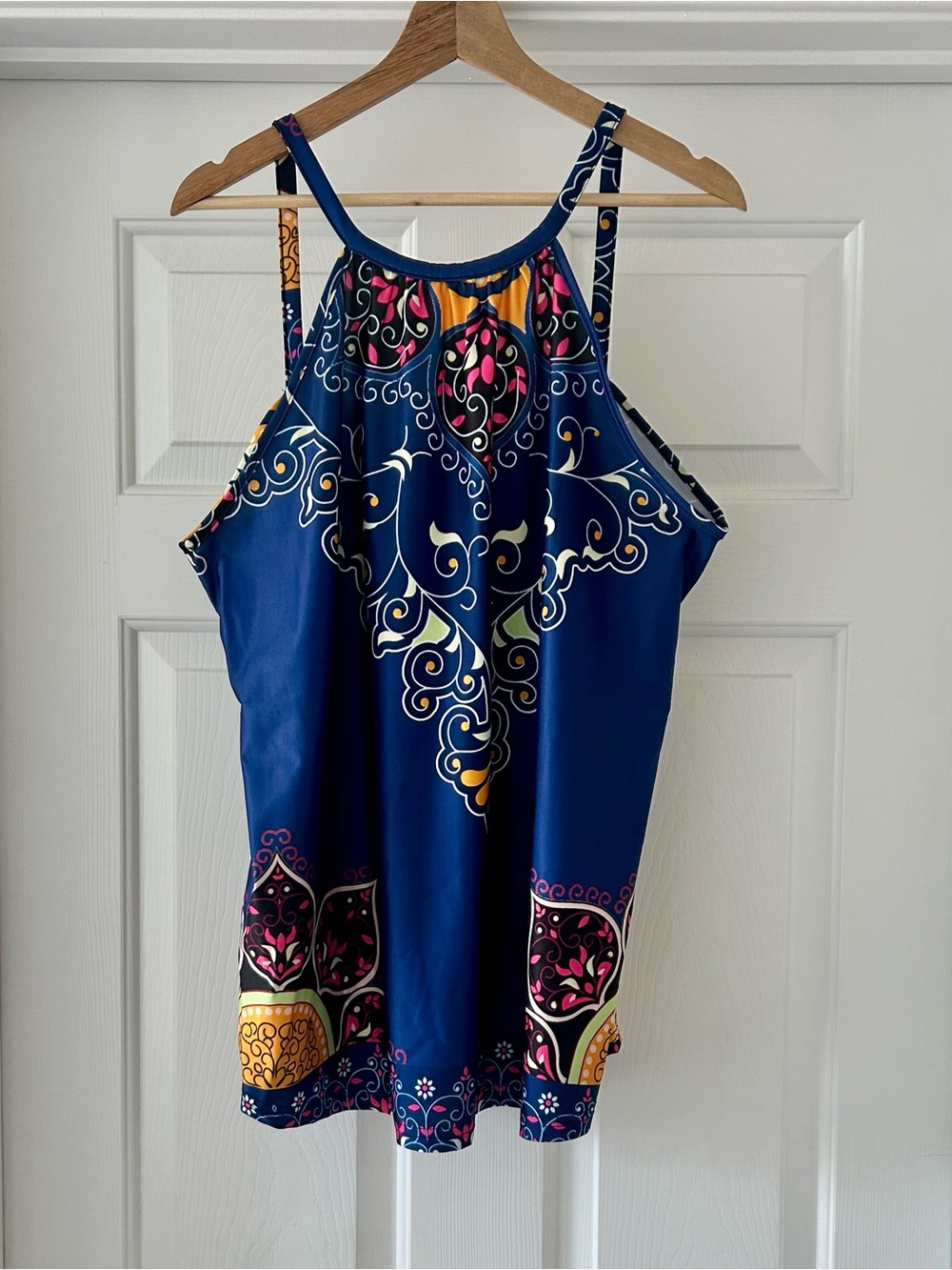 Love U Dear Blue Boho Paisley Tank Top XL Sleeveless Blouse